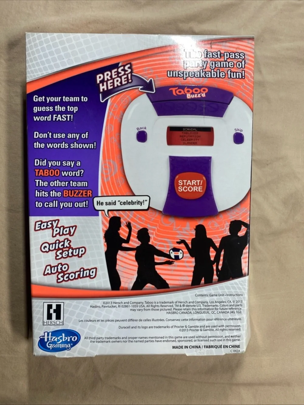 Hasbro Taboo Buzz'd Electronic Game - NEW